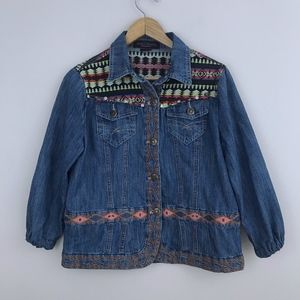 Isabel Hayley Aztec and Embroidered Jean Jacket